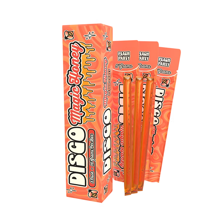 Magic Mushroom Honey Peach Party 3CT Box – Official Product Image Magic Mushroom Honey Peach Party 3CT Box – sweet peach shroom honey packs